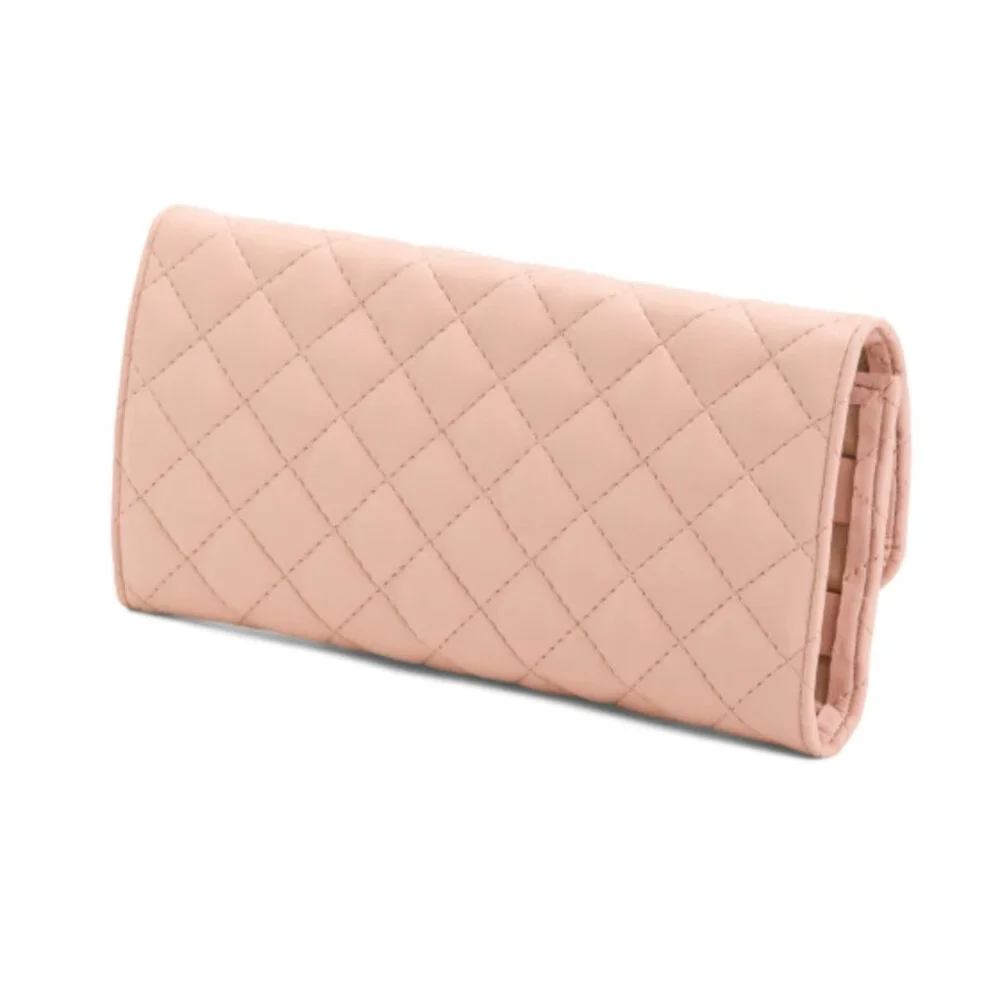 BROUK AND CO Leo Travel Jewelry Clutch Case Quilt Foldable Pink